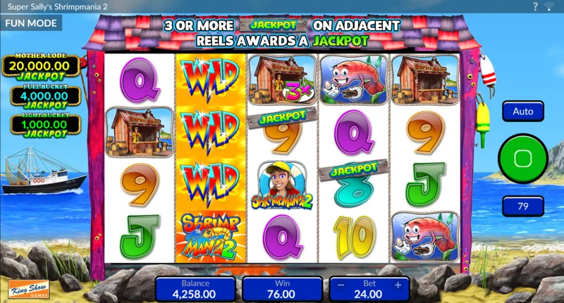 Super Sally's Shrimpmania 2 - Expanding Symbol heeft de Wild over de hele rol uitgebreid